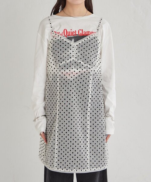 mystic（ミスティック）の「ドットチュールキャミチュニック（キャミソール・レディース・ブラック/オフホワイト/ベージュ・FREE）」の21枚目の写真