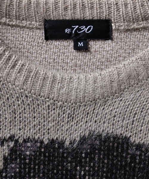RE730（アールイーセブンサーティー）の「RE730 インパクト大のフェイスニット　クルーネック（ニット/セーター・メンズ・グレー/ブラック・L/M）」の13枚目の写真