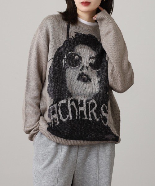 RE730（アールイーセブンサーティー）の「RE730 インパクト大のフェイスニット　クルーネック（ニット/セーター・メンズ・グレー/ブラック・L/M）」の9枚目の写真