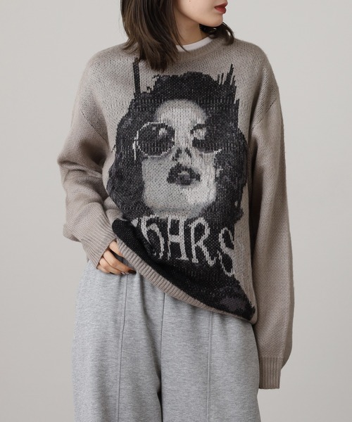 RE730（アールイーセブンサーティー）の「RE730 インパクト大のフェイスニット　クルーネック（ニット/セーター・メンズ・グレー/ブラック・L/M）」の10枚目の写真