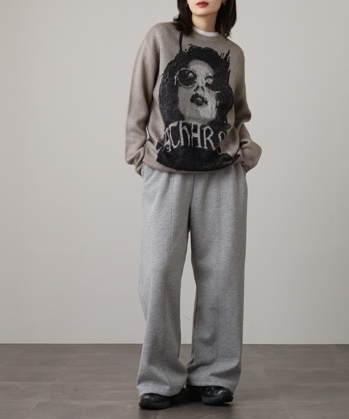 RE730（アールイーセブンサーティー）の「RE730 インパクト大のフェイスニット　クルーネック（ニット/セーター・メンズ・グレー/ブラック・L/M）」の5枚目の写真