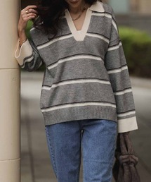 esutoreja | ボーダースキッパーニット(ニット/セーター)