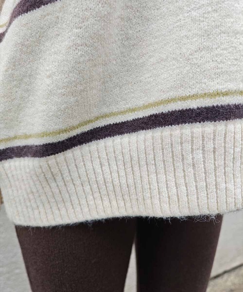 esutoreja（エストレジャ）の「ボーダースキッパーニット（ニット/セーター・レディース・グレー/ブラウン/アイボリー・FREE）」の17枚目の写真