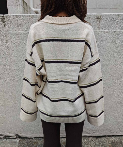 esutoreja（エストレジャ）の「ボーダースキッパーニット（ニット/セーター・レディース・グレー/ブラウン/アイボリー・FREE）」の18枚目の写真