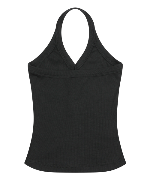MUCENT(ムセント)の「メラホルターネッククロップスリーブレスナシ(4カラー)(Tシャツ/カットソー・レディース・ホワイト/ブラック/グレー/チャコール・FREE)」の5枚目の写真