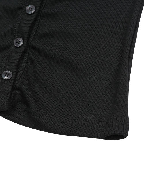 MUCENT（ムセント）の「メラホルターネッククロップスリーブレスナシ（4カラー）（Tシャツ/カットソー・レディース・ホワイト/ブラック/グレー/チャコール・FREE）」の21枚目の写真