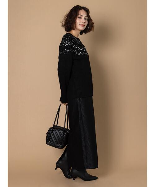 Te chichi CLASSIC（テチチクラシック）の「ビジューフェアアイルニット《2025winter catalog item》（ニット/セーター・レディース・チャコールグレー/ブラック・F）」の3枚目の写真