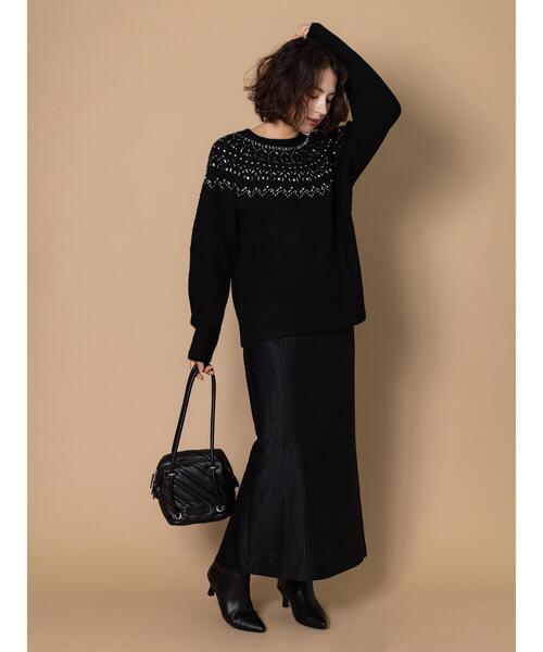 Te chichi CLASSIC（テチチクラシック）の「ビジューフェアアイルニット《2025winter catalog item》（ニット/セーター・レディース・チャコールグレー/ブラック・F）」の4枚目の写真