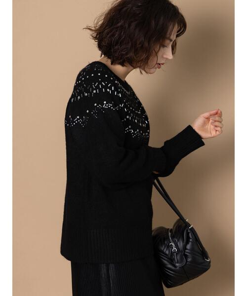 Te chichi CLASSIC（テチチクラシック）の「ビジューフェアアイルニット《2025winter catalog item》（ニット/セーター・レディース・チャコールグレー/ブラック・F）」の6枚目の写真