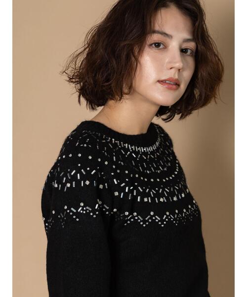 Te chichi CLASSIC（テチチクラシック）の「ビジューフェアアイルニット《2025winter catalog item》（ニット/セーター・レディース・チャコールグレー/ブラック・F）」の8枚目の写真