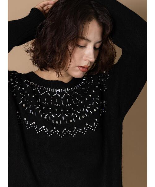 Te chichi CLASSIC（テチチクラシック）の「ビジューフェアアイルニット《2025winter catalog item》（ニット/セーター・レディース・チャコールグレー/ブラック・F）」の9枚目の写真