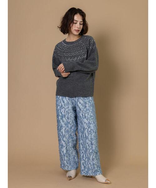 Te chichi CLASSIC（テチチクラシック）の「ビジューフェアアイルニット《2025winter catalog item》（ニット/セーター・レディース・チャコールグレー/ブラック・F）」の10枚目の写真