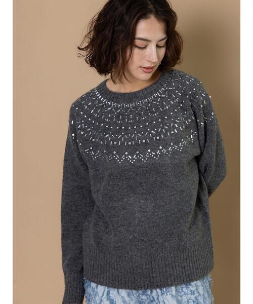 Te chichi CLASSIC（テチチクラシック）の「ビジューフェアアイルニット《2025winter catalog item》（ニット/セーター・レディース・チャコールグレー/ブラック・F）」の15枚目の写真