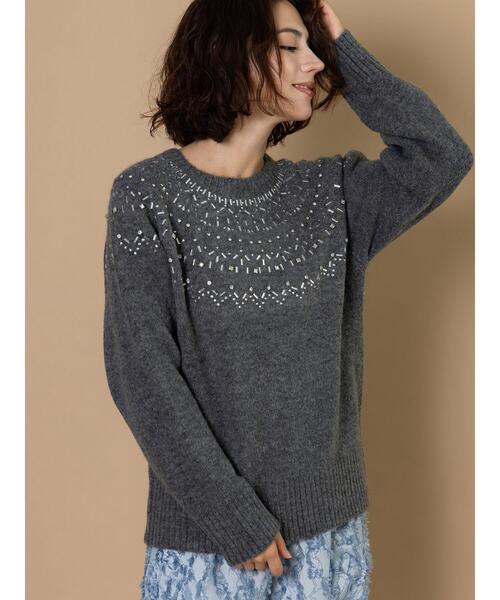 Te chichi CLASSIC（テチチクラシック）の「ビジューフェアアイルニット《2025winter catalog item》（ニット/セーター・レディース・チャコールグレー/ブラック・F）」の19枚目の写真