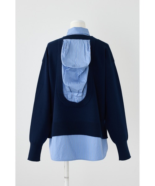 ENFOLD（エンフォルド）の「シャツレイヤードプルオーバー（ニット/セーター・レディース・ホワイト/チャコールグレー/ダークネイビー・38）」の10枚目の写真