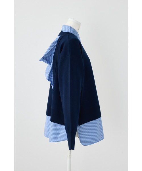 ENFOLD（エンフォルド）の「シャツレイヤードプルオーバー（ニット/セーター・レディース・ホワイト/チャコールグレー/ダークネイビー・38）」の11枚目の写真