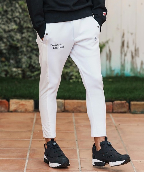 1minute 1second(ワンミニットワンセカンド)の「mp14362-cursive embroidery cardboard knit nylon pants イージーパンツ(1M26H050)(その他パンツ・メンズ・ブラック/ネイビー/ホワイト・S/M/L/XL)」の1枚目の写真
