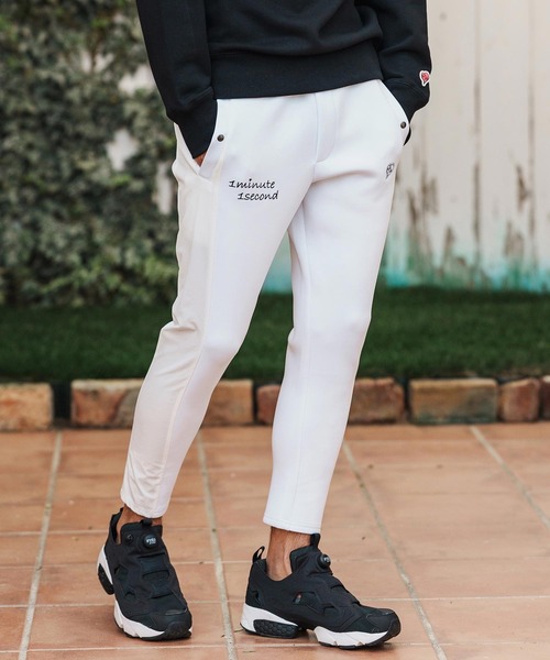 1minute 1second(ワンミニットワンセカンド)の「mp14362-cursive embroidery cardboard knit nylon pants イージーパンツ(1M26H050)(その他パンツ・メンズ・ブラック/ネイビー/ホワイト・S/M/L/XL)」の4枚目の写真