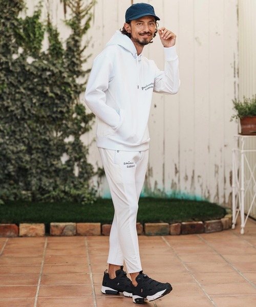 1minute 1second(ワンミニットワンセカンド)の「mp14362-cursive embroidery cardboard knit nylon pants イージーパンツ(1M26H050)(その他パンツ・メンズ・ブラック/ネイビー/ホワイト・S/M/L/XL)」の8枚目の写真