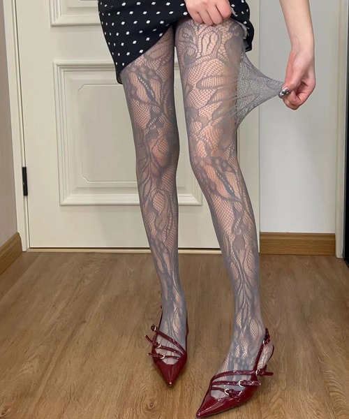 SANSeLF（サンセルフ）の「【SANSeLF】パターンレースタイツ saa25a206（タイツ/ストッキング・レディース・ライトブルー/ホワイト/グレー・FREE）」の7枚目の写真