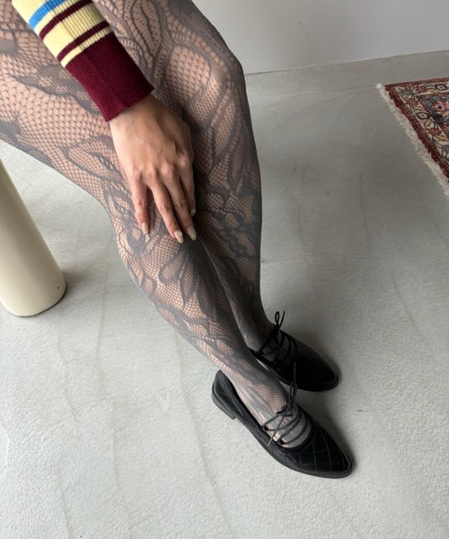 SANSeLF（サンセルフ）の「【SANSeLF】パターンレースタイツ saa25a206（タイツ/ストッキング・レディース・ライトブルー/ホワイト/グレー・FREE）」の11枚目の写真