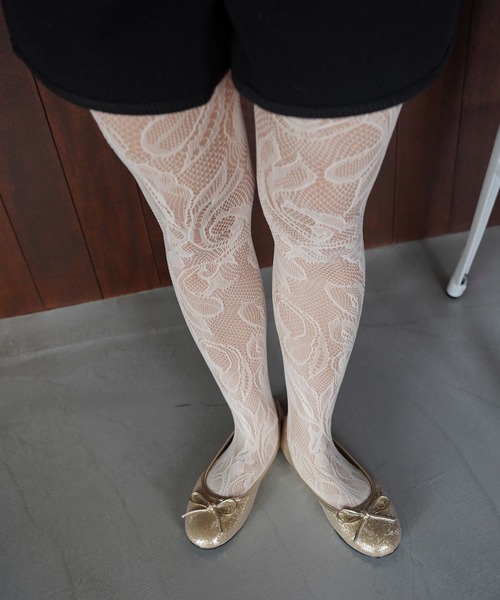 SANSeLF（サンセルフ）の「【SANSeLF】パターンレースタイツ saa25a206（タイツ/ストッキング・レディース・ライトブルー/ホワイト/グレー・FREE）」の5枚目の写真