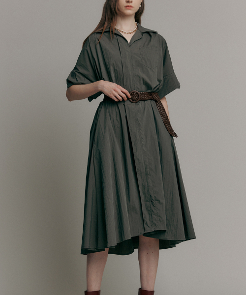 MAXZA（マージャコレクション）の「ルーズフィットAラインシャツロングワンピース（ベルト2種付き）（カーキ）（ワンピース・レディース・カーキ・FREE）」の7枚目の写真