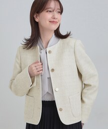 SHOO・LA・RUE | 【S-3L】柔らかく軽い ライトツイードジャケット(ノーカラージャケット)