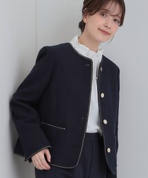 SHOO・LA・RUE | 柔らかく軽い ライトツイードジャケット(ノーカラージャケット)