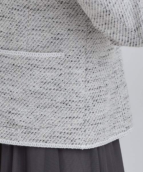 SHOO・LA・RUE（シューラルー）の「【S-3L】柔らかく軽い ライトツイードジャケット（ノーカラージャケット・レディース・ホワイト系6/アイボリー系3/ネイビー系3・01/02/03/04/05）」の9枚目の写真