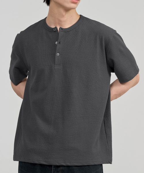JUAN HOMME(ジュアンオム)の「ヘンリーネックハーフスリーブ(チャコール)(Tシャツ/カットソー・メンズ・その他・SMALL/MEDIUM/LARGE)」の5枚目の写真
