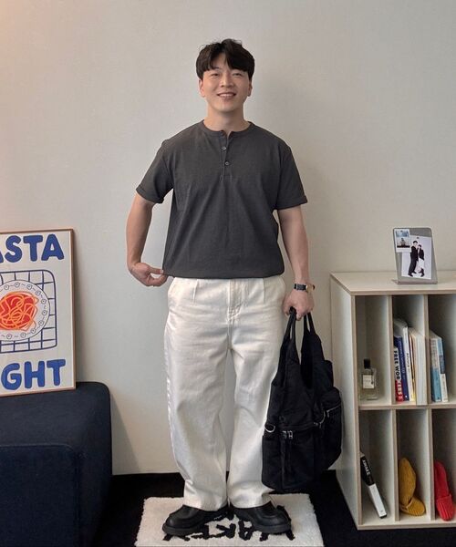 JUAN HOMME(ジュアンオム)の「ヘンリーネックハーフスリーブ(チャコール)(Tシャツ/カットソー・メンズ・その他・SMALL/MEDIUM/LARGE)」の20枚目の写真