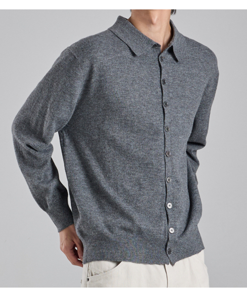 BUTTON SEOUL(ボタンソウル)の「ウールブレンドカラー ニットカーディガン (グレー)(カーディガン/ボレロ・メンズ・その他・MEDIUM/LARGE/X-LARGE)」の1枚目の写真
