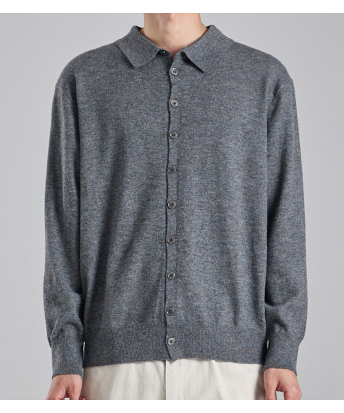 BUTTON SEOUL(ボタンソウル)の「ウールブレンドカラー ニットカーディガン (グレー)(カーディガン/ボレロ・メンズ・その他・MEDIUM/LARGE/X-LARGE)」の2枚目の写真