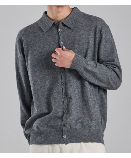 BUTTON SEOUL(ボタンソウル)の「ウールブレンドカラー ニットカーディガン (グレー)(カーディガン/ボレロ・メンズ・その他・MEDIUM/LARGE/X-LARGE)」の3枚目の写真