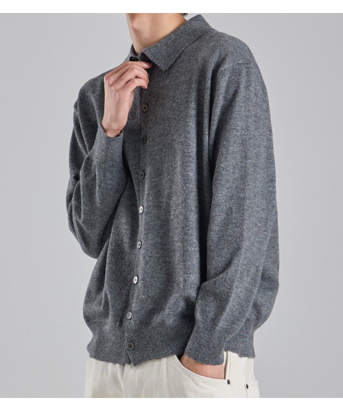 BUTTON SEOUL(ボタンソウル)の「ウールブレンドカラー ニットカーディガン (グレー)(カーディガン/ボレロ・メンズ・その他・MEDIUM/LARGE/X-LARGE)」の5枚目の写真