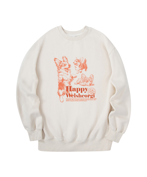 RADINEO(ラディネオ)の「ハッピーベルギーコーギー スウェットクリーム(スウェット・メンズ・その他・MEDIUM/LARGE/X-LARGE)」の1枚目の写真