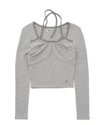 配色ホルターネックシャーリングTシャツ[GRAY]