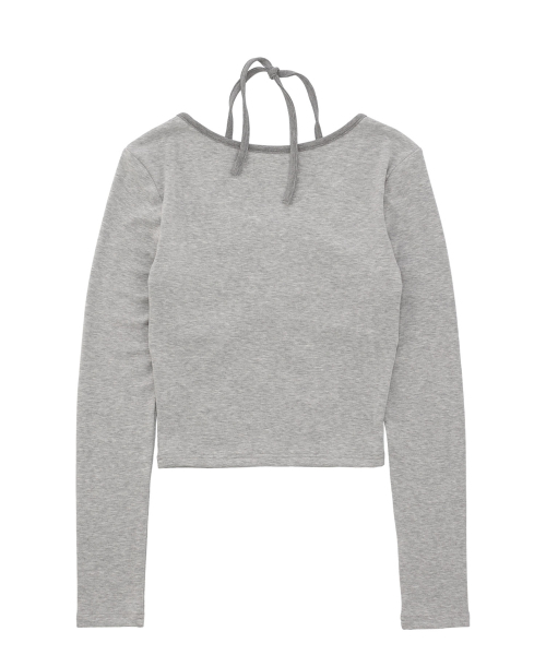 DELICCENT（デリセント）の「配色ホルターネックシャーリングTシャツ[GRAY]（Tシャツ/カットソー・レディース・グレー・FREE）」の2枚目の写真