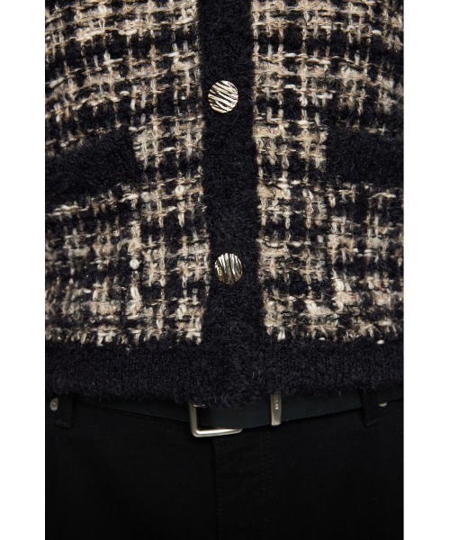 MOUSSY（マウジー）の「COMPACT KNIT TWEED ジャケット（ノーカラージャケット・レディース・オフホワイト/ネイビー/ブラック・FREE）」の14枚目の写真