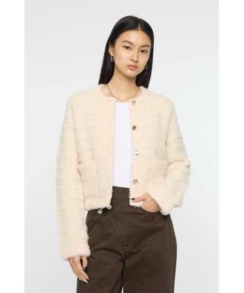 MOUSSY（マウジー）の「COMPACT KNIT TWEED ジャケット（ノーカラージャケット・レディース・オフホワイト/ネイビー/ブラック・FREE）」の19枚目の写真