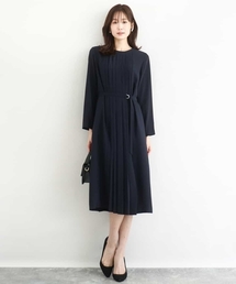 MK MICHEL KLEIN | サテンジョーゼット プリーツワンピース/洗える(ワンピース)