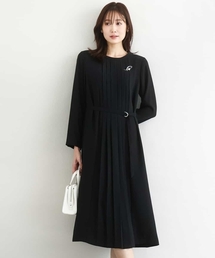 MK MICHEL KLEIN | サテンジョーゼット プリーツワンピース/洗える(ワンピース)