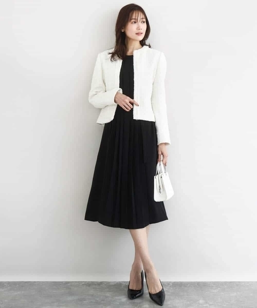 MK MICHEL KLEIN（エムケーミッシェルクラン）の「サテンジョーゼット プリーツワンピース/洗える（ワンピース・レディース・ライトグレー/ネイビー/ブラック・38）」の11枚目の写真