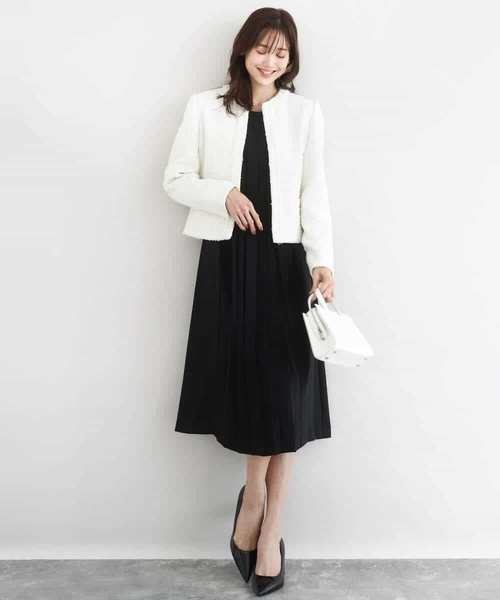 MK MICHEL KLEIN（エムケーミッシェルクラン）の「サテンジョーゼット プリーツワンピース/洗える（ワンピース・レディース・ライトグレー/ネイビー/ブラック・38）」の12枚目の写真