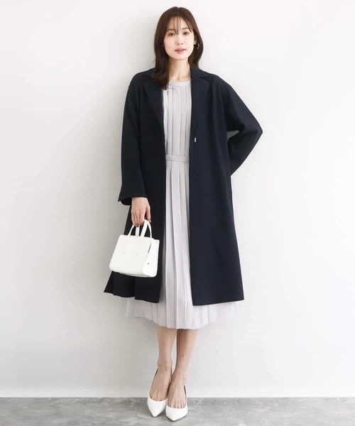 MK MICHEL KLEIN（エムケーミッシェルクラン）の「サテンジョーゼット プリーツワンピース/洗える（ワンピース・レディース・ライトグレー/ネイビー/ブラック・38）」の18枚目の写真