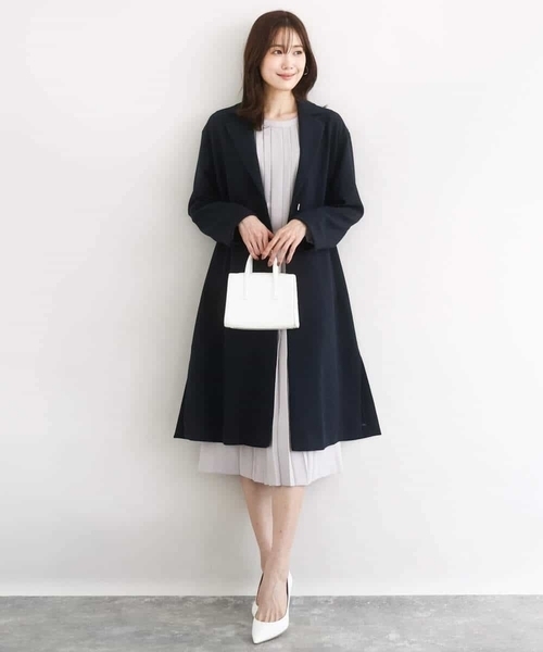 MK MICHEL KLEIN（エムケーミッシェルクラン）の「サテンジョーゼット プリーツワンピース/洗える（ワンピース・レディース・ライトグレー/ネイビー/ブラック・38）」の19枚目の写真