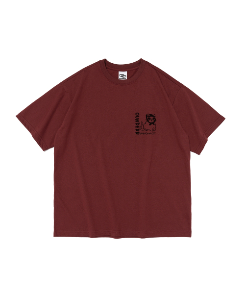 OUNDERR(オアンダーアール)の「UNKNOWN CAT オーバーサイズ 半袖Tシャツ (ワイン)(Tシャツ/カットソー・レディース・その他・SMALL/MEDIUM/LARGE/X-LARGE/XX-LARGE)」の2枚目の写真