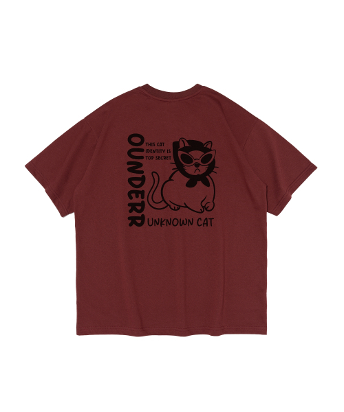 OUNDERR(オアンダーアール)の「UNKNOWN CAT オーバーサイズ 半袖Tシャツ (ワイン)(Tシャツ/カットソー・レディース・その他・SMALL/MEDIUM/LARGE/X-LARGE/XX-LARGE)」の3枚目の写真