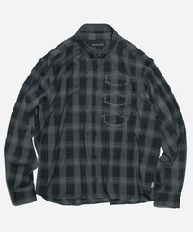 GATHERLAZY（ギャザーレイジー）の「Frame Embroidered Check Shirt [Navy]（シャツ/ブラウス）」